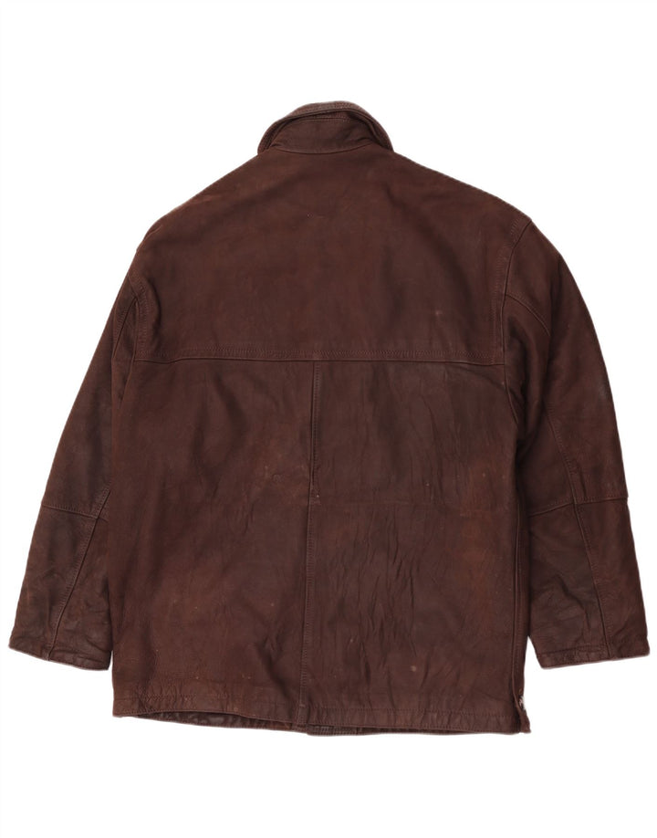 Giacca in pelle vintage da uomo IT 48 in pelle marrone medio