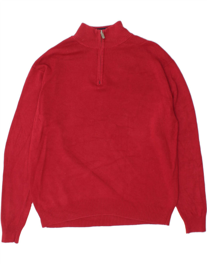 DOCKERS Mens Zip Neck Jumper Sweater Large Red Vintage Dockers and Second-Hand Dockers from Messina Hembry 