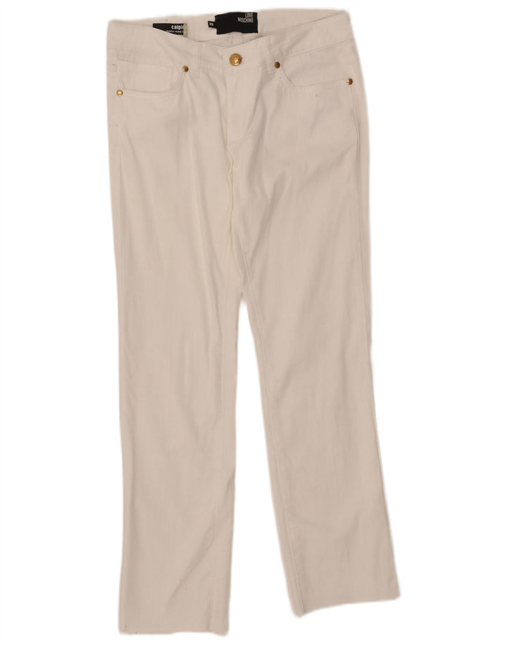 Jeans dritti da donna Moschino W29 L29 cotone bianco