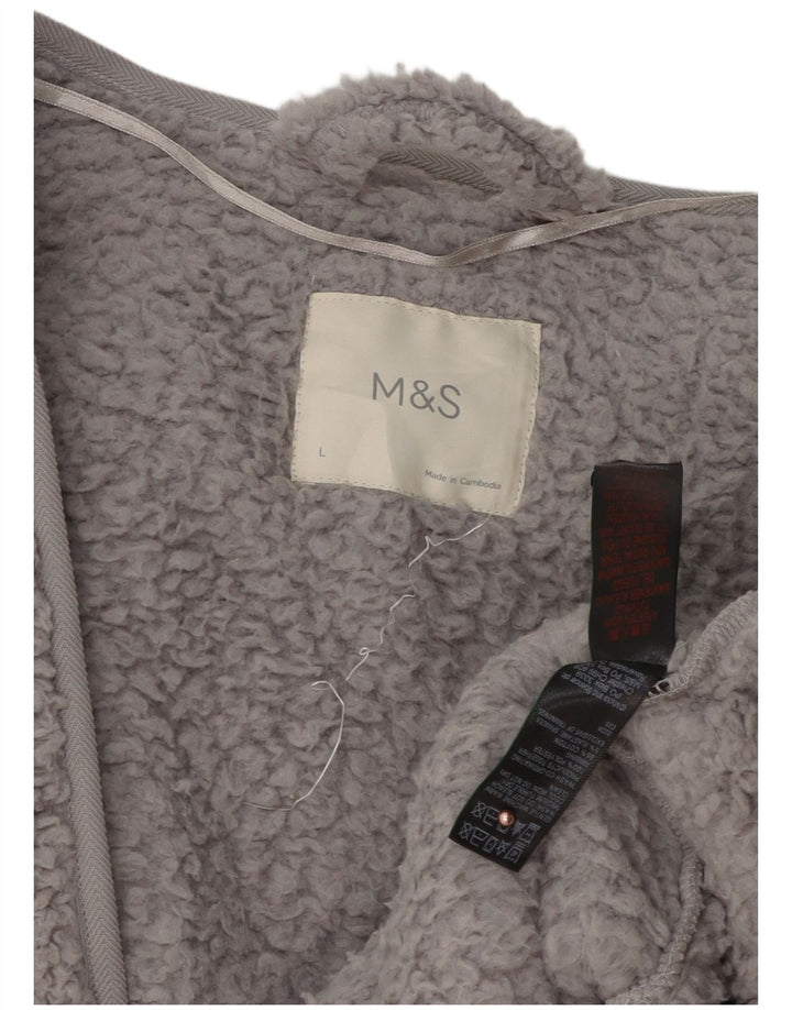 Soprabito in pile aperto oversize da donna Marks & Spencer UK 16 grande grigio
