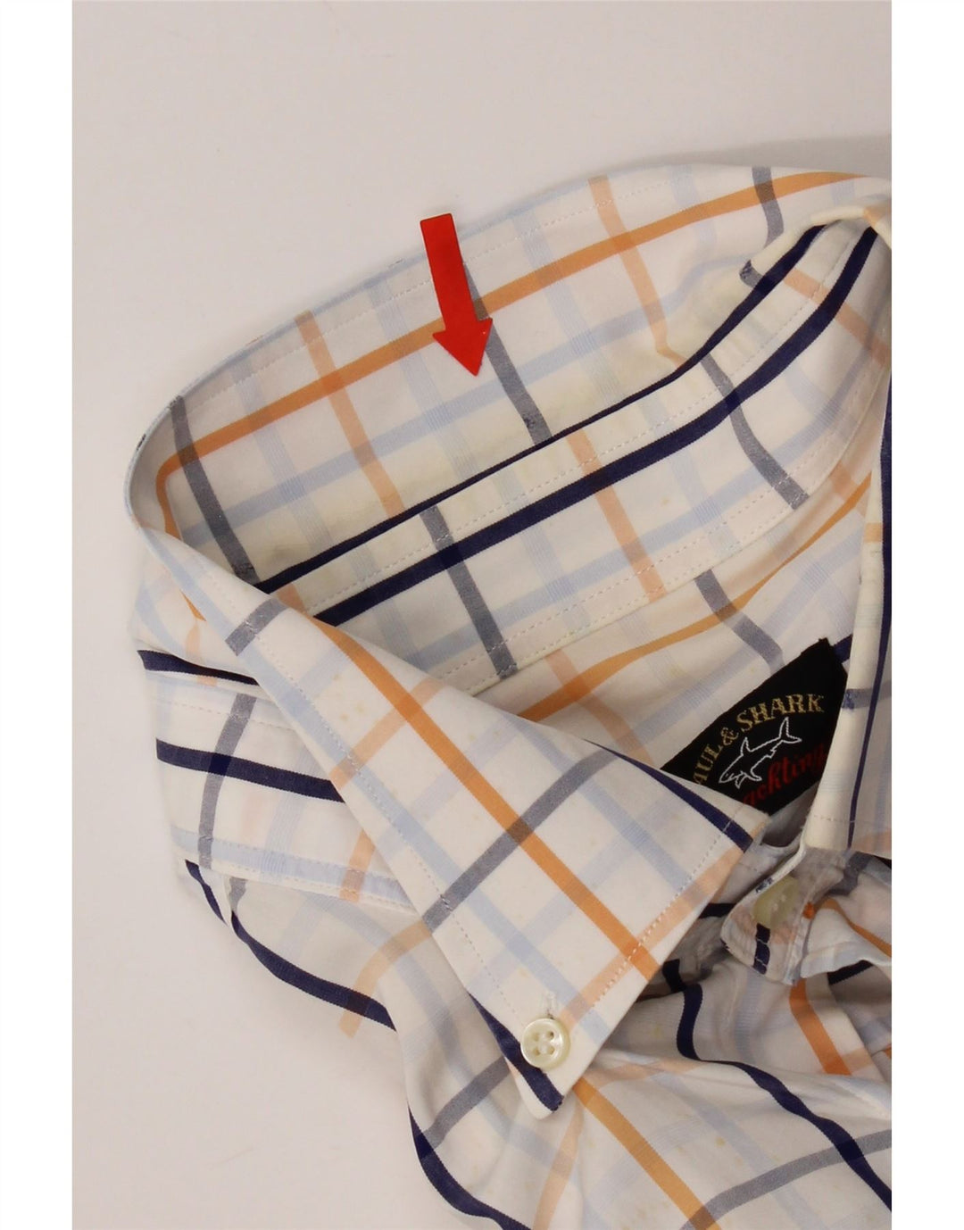 Camicia da uomo Paul & Shark taglia 44 XL cotone a quadri bianchi