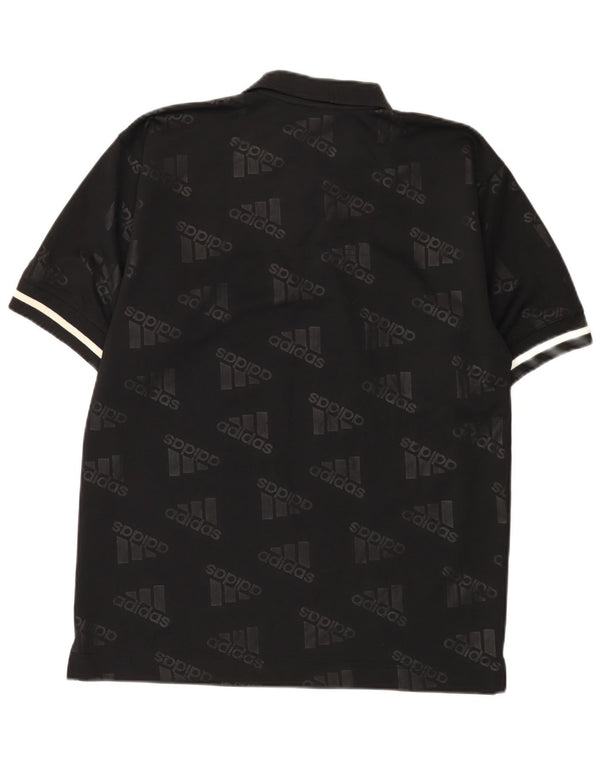 Adidas Mens Graphic Polo Shirt UK 36/38 Small Black Polyester