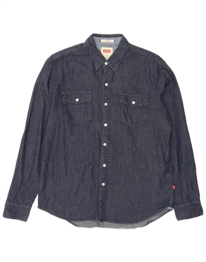 Camicia di jeans Levi's vestibilità standard da uomo in cotone blu navy medio