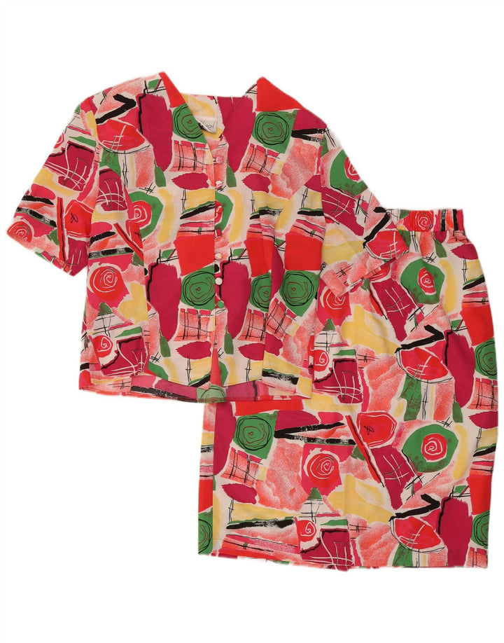 VINTAGE Womens Abstract Pattern 2 Piece Skirt Set UK 16 Large W30  Red