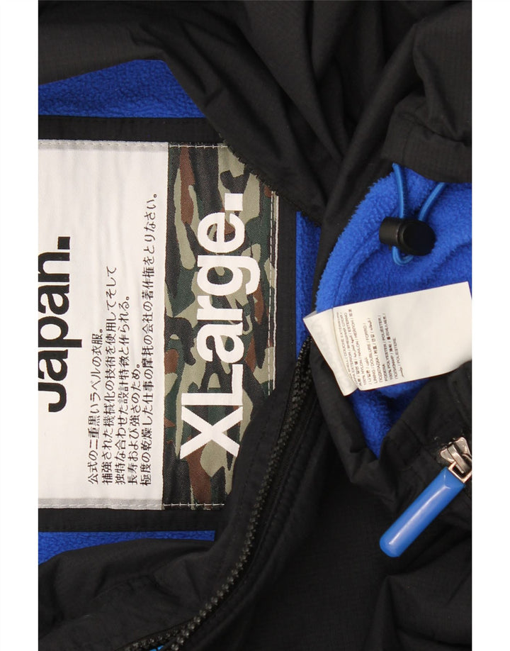 Giacca a vento con cappuccio grafica da uomo Superdry UK 42 XL poliestere nero