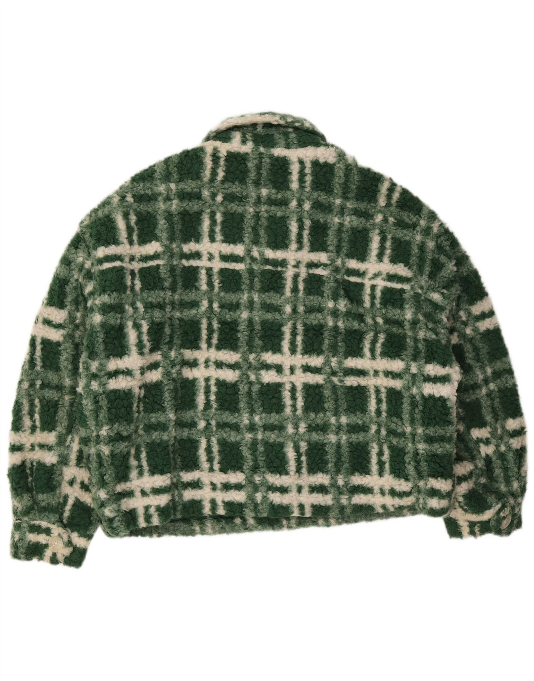 Giacca in pile oversize da donna Zara UK 14 Poliestere a quadri verdi grandi