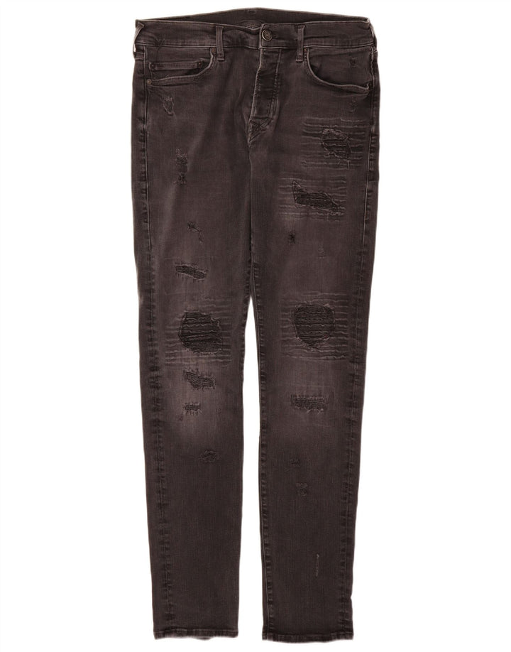 Jeans slim invecchiati da uomo True Religion W36 L34 cotone grigio