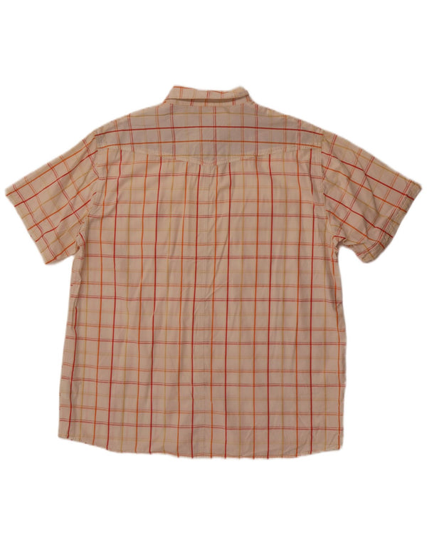 Camicia a maniche corte da uomo Animal XL in cotone a quadri bianco sporco