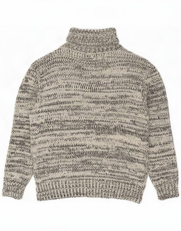 Vintage Mens Roll Neck Jumper Sweater XL Grey Flecked Acrylic