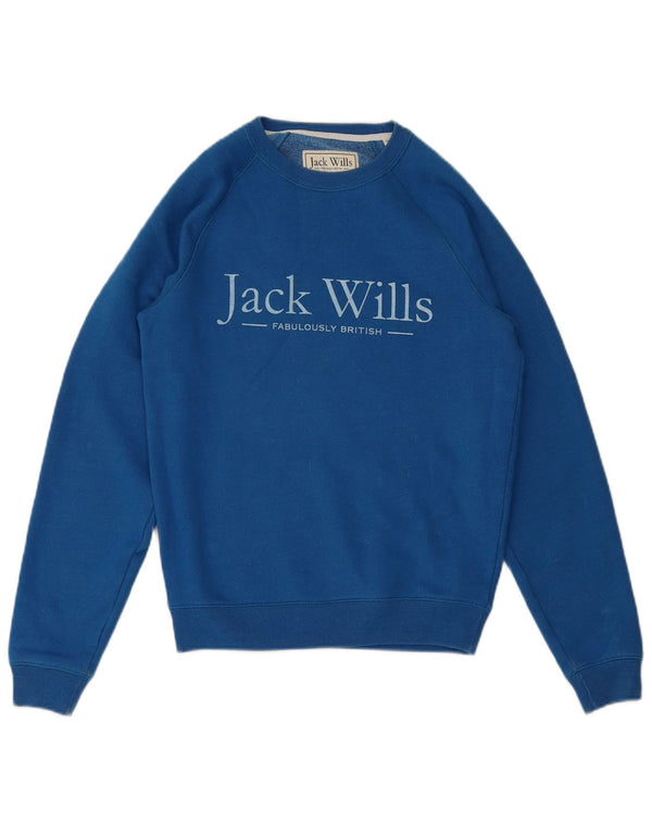 Felpa da uomo con vestibilità classica grafica Jack Wills XS in cotone blu