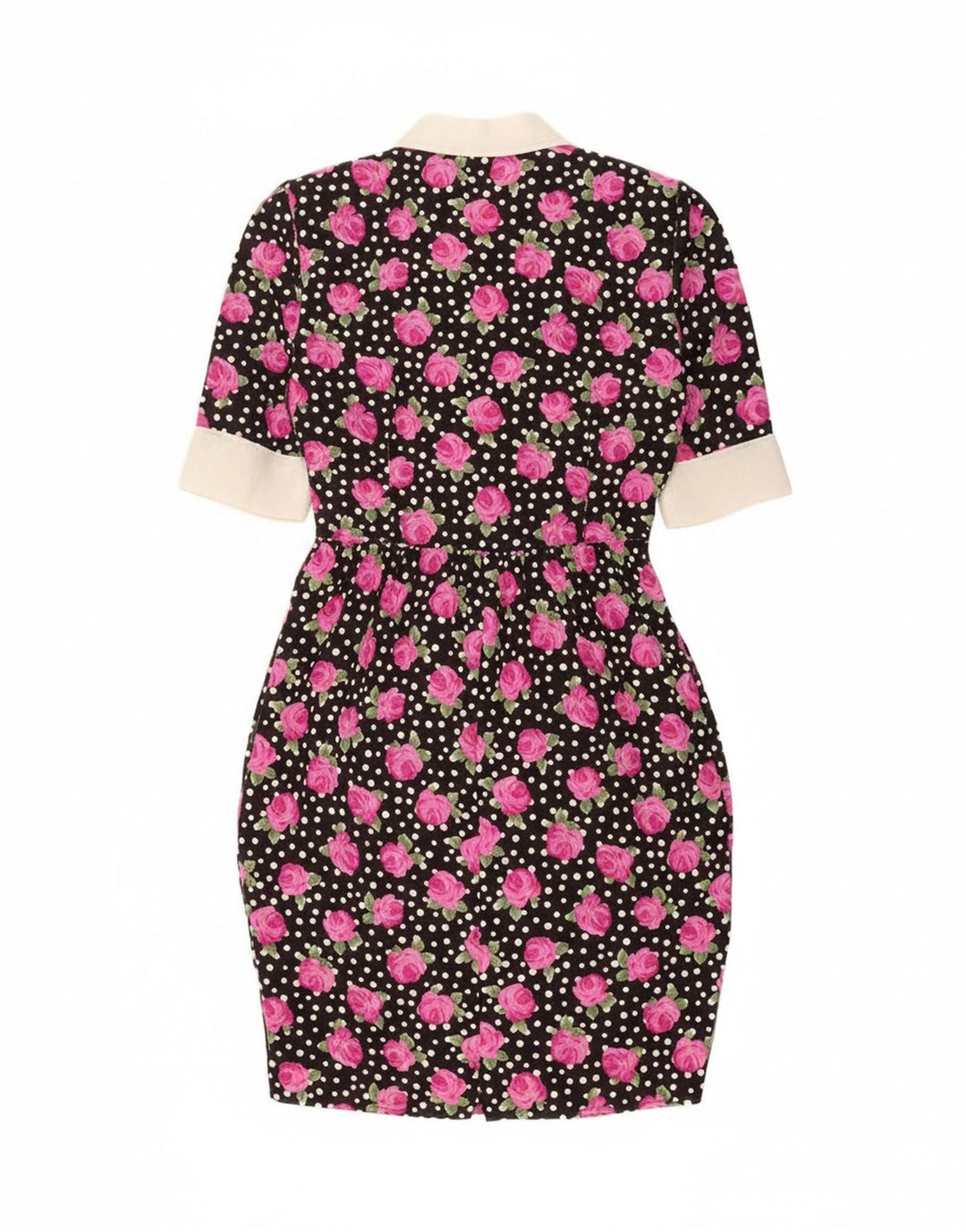 Abito aderente vintage da donna IT 46 Grande poliestere floreale nero