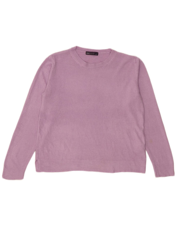 Maglione maglione girocollo da donna Marks & Spencer UK 14 grande acrilico viola