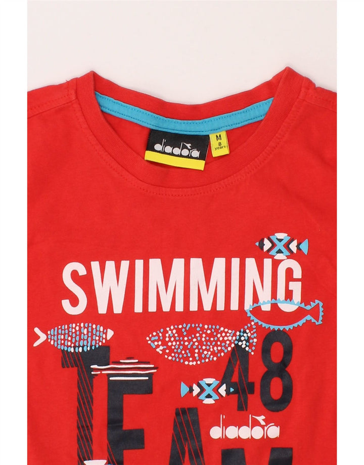 DIADORA Girls Graphic Vest Top 7-8 Years Medium  Red Cotton Vintage Diadora and Second-Hand Diadora from Messina Hembry 