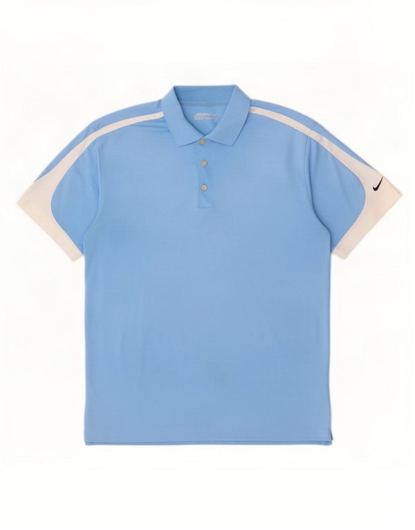 Polo Nike da uomo grande in poliestere color block blu