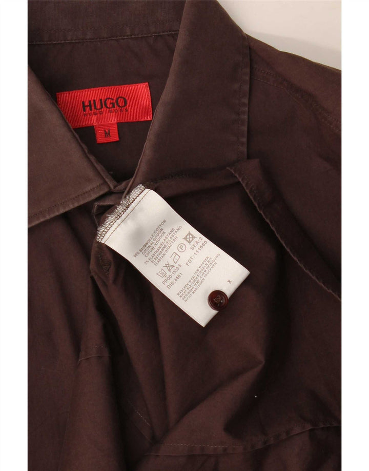 Camicia da uomo Hugo Boss in cotone marrone medio