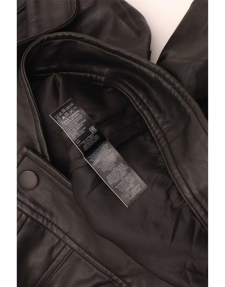Giubbotto bomber da donna in ecopelle Marks & Spencer UK 12 medio nero