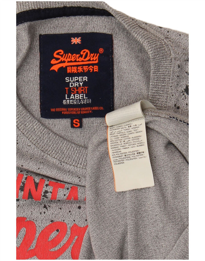 T-shirt grafica da uomo Superdry Top in cotone chiazzato grigio piccolo
