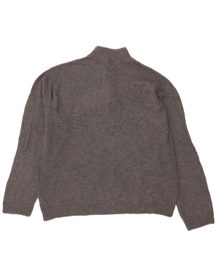Maglione Chaps da uomo con zip e collo XL in cotone grigio