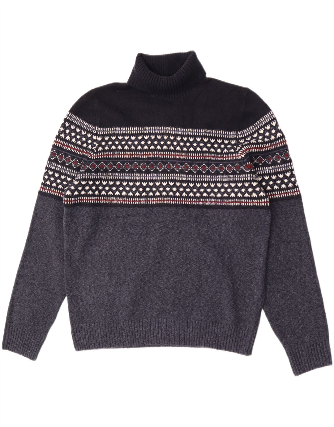 Maglione maglione a collo alto da uomo Marks & Spencer XL blu navy geometrico