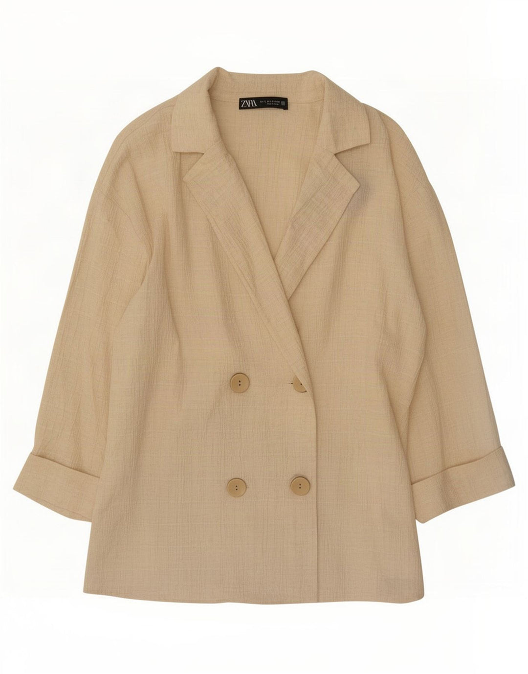 Giacca blazer doppiopetto oversize da donna Zara UK 10 piccola Beige