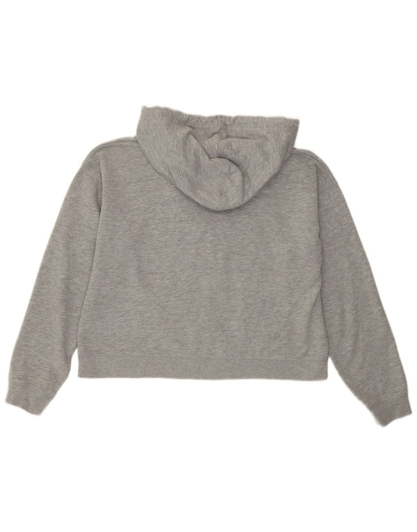 JACK WILLS Maglione con cappuccio grafico da donna corto UK 12 Cotone grigio medio