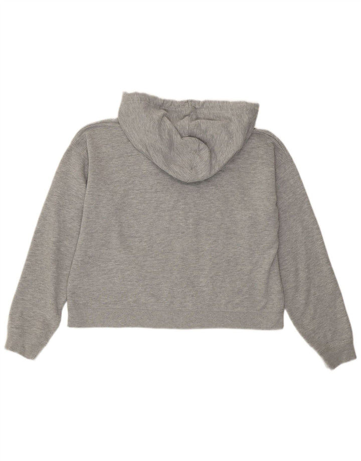 JACK WILLS Maglione con cappuccio grafico da donna corto UK 12 Cotone grigio medio