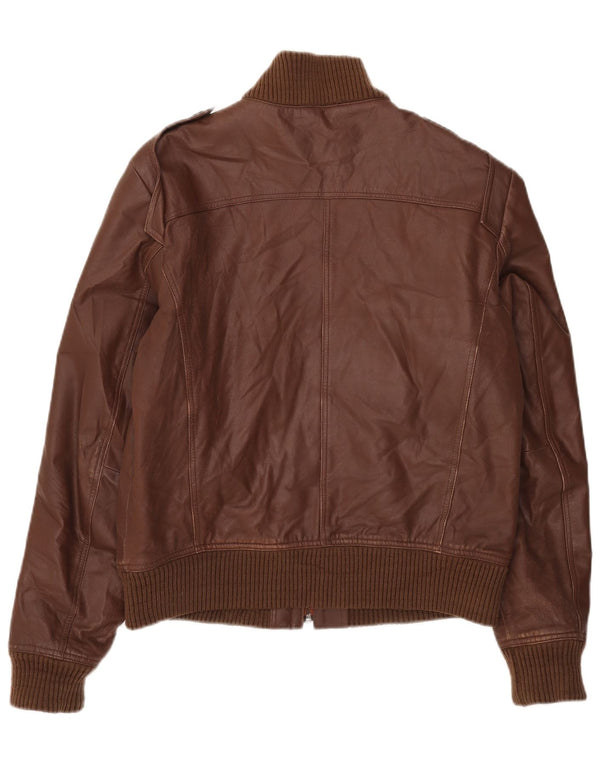 Giacca in pelle vintage da uomo UK 40 grande in pelle marrone