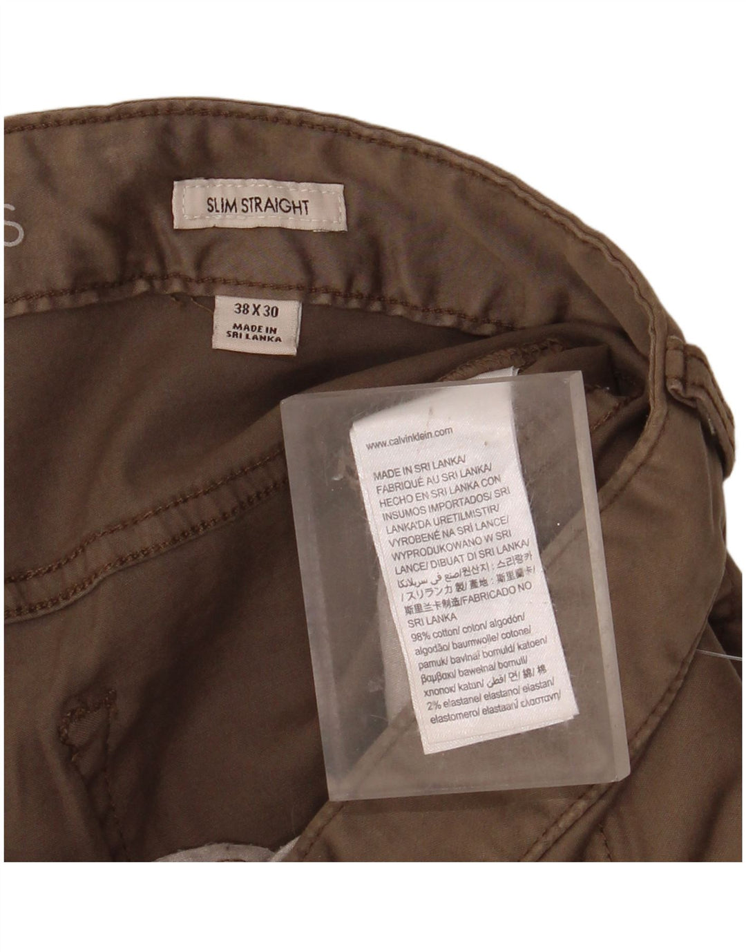 CALVIN KLEIN Pantaloni casual dritti da uomo W38 L30 Cotone beige