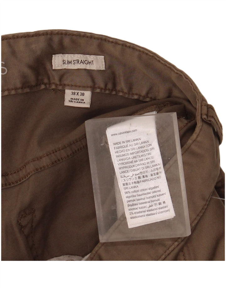 CALVIN KLEIN Pantaloni casual dritti da uomo W38 L30 Cotone beige