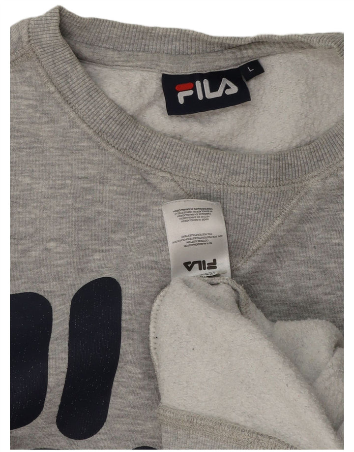 Felpa grafica da uomo Fila Maglione grande cotone chiazzato grigio