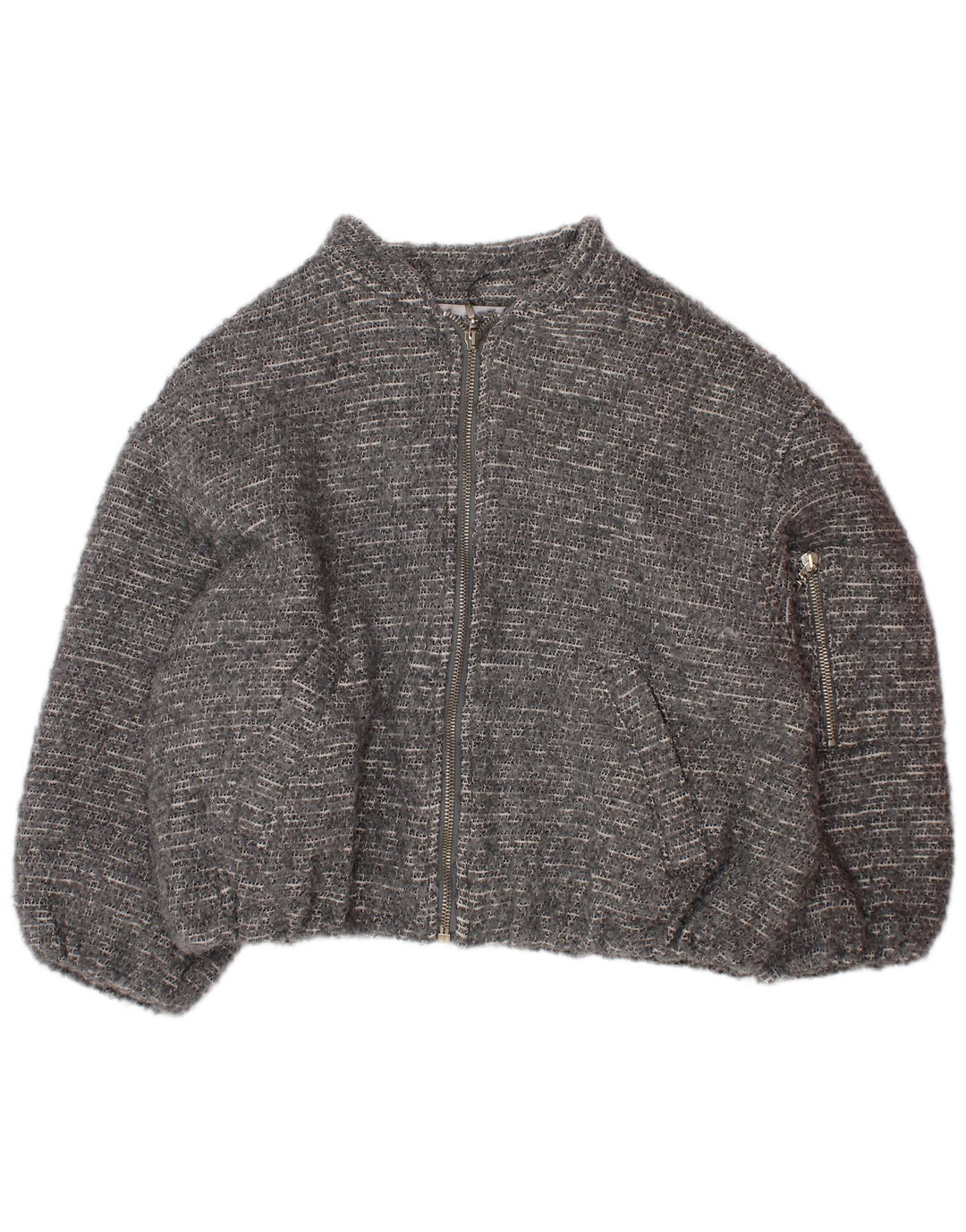 Giubbotto bomber corto ZARA per ragazze 8-9 anni in cotone grigio puntinato