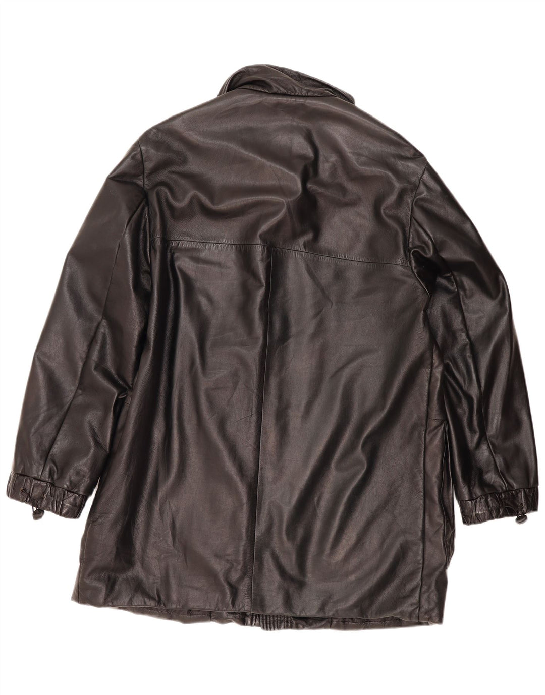 FLORENTIA Mens Leather Coat UK 42 XL Black
