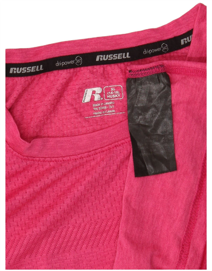 T-shirt Russell Athletic per ragazze Husky 14-15 anni XL nylon rosa