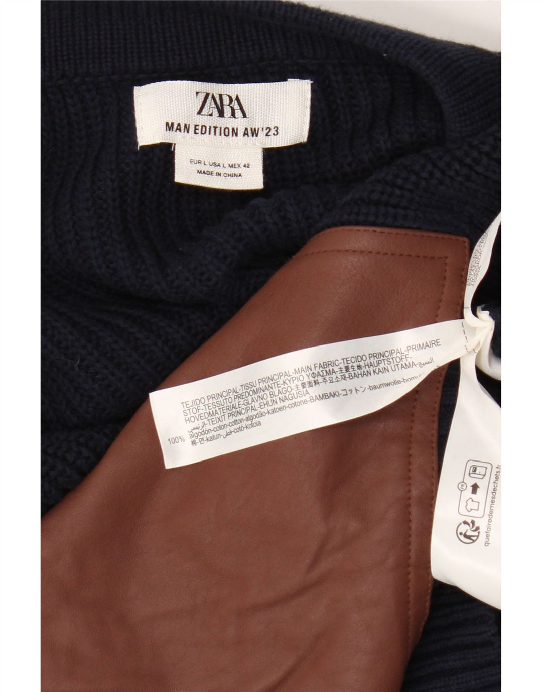 Maglione cardigan da uomo Zara grande in cotone color block blu navy