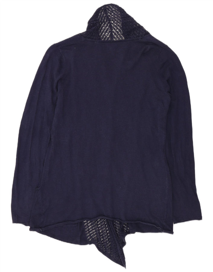 FAT FACE Maglione cardigan aperto da donna UK 10 Piccolo cotone blu navy