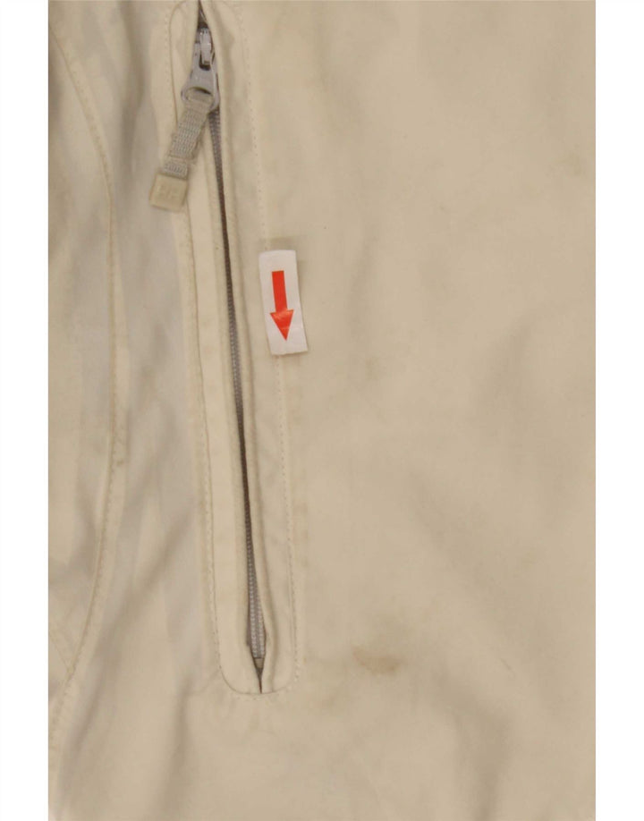 Giacca antipioggia con cappuccio da donna Helly Hansen UK 16 grande poliestere bianco sporco