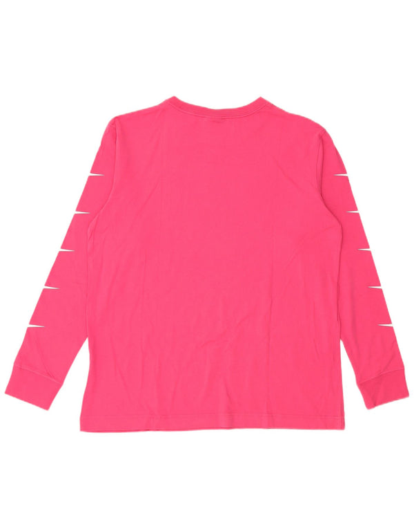 Top grafico NIKE da donna a maniche lunghe UK 14 cotone rosa medio