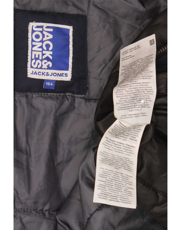 Cappotto imbottito con cappuccio Jack & Jones per ragazzi 13-14 anni in poliestere blu navy