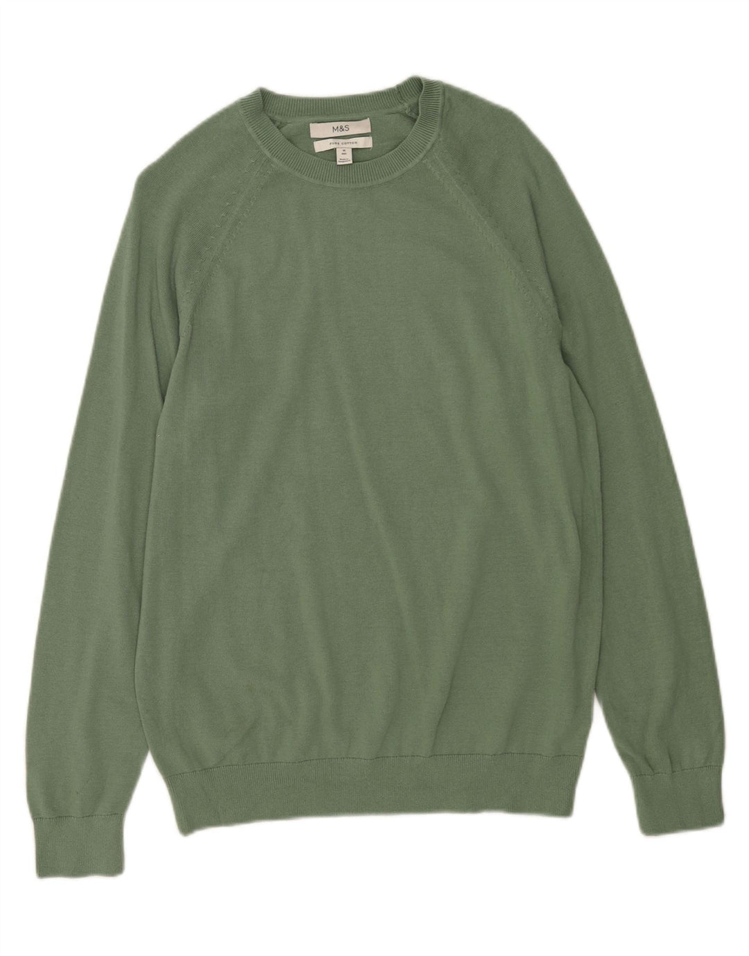 Maglione maglione girocollo da uomo Marks & Spencer in cotone verde medio