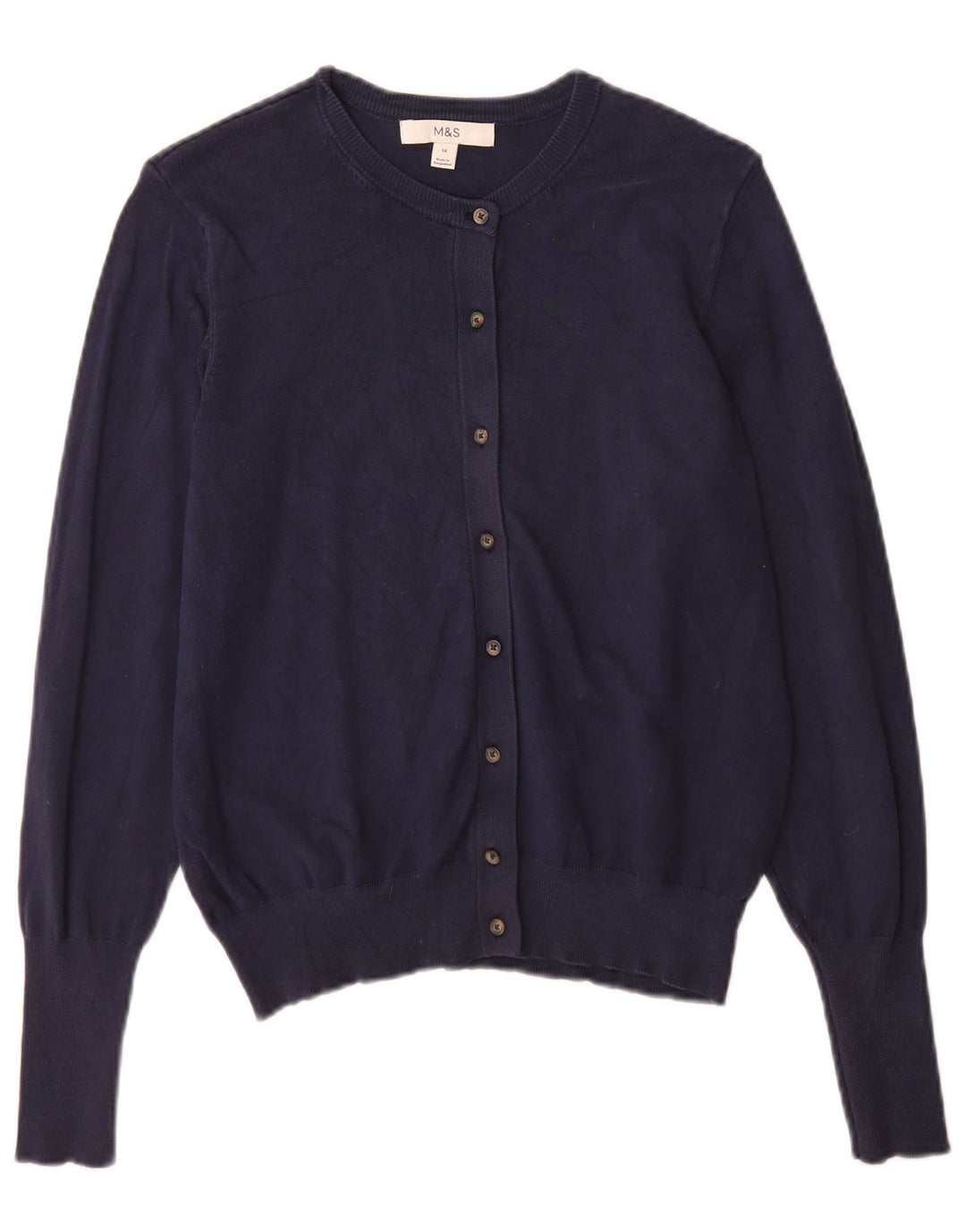 Maglione cardigan da donna Marks & Spencer UK 14 Viscosa blu navy medio