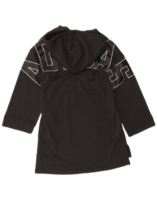 Abito con cappuccio oversize grafico da donna Adidas UK 10 piccolo cotone nero