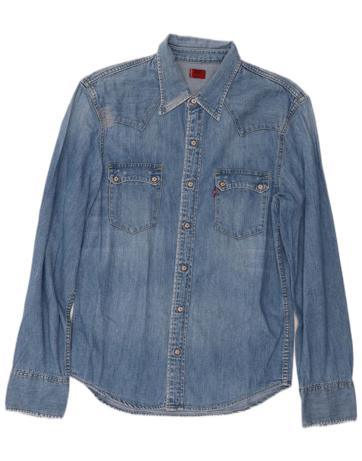 LEVI'S Camicia di jeans da uomo in cotone blu medio