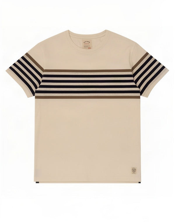 T-shirt da uomo Fat Face Top in cotone a righe bianche medie
