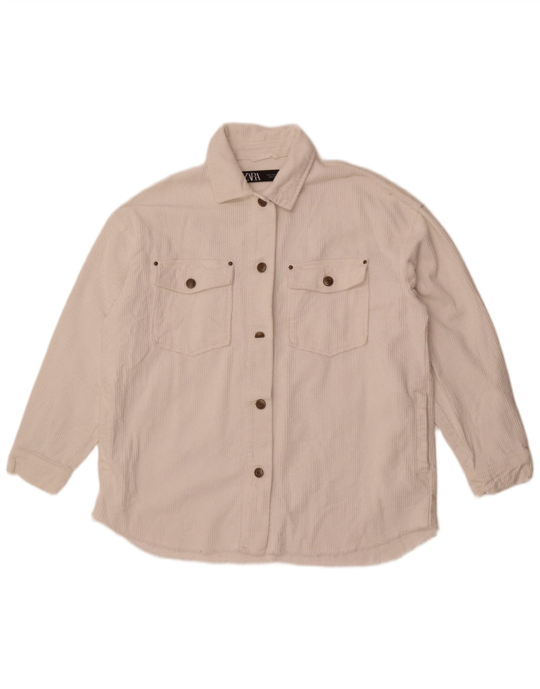 Giacca da donna oversize in velluto a coste Zara UK 10 piccola in cotone bianco