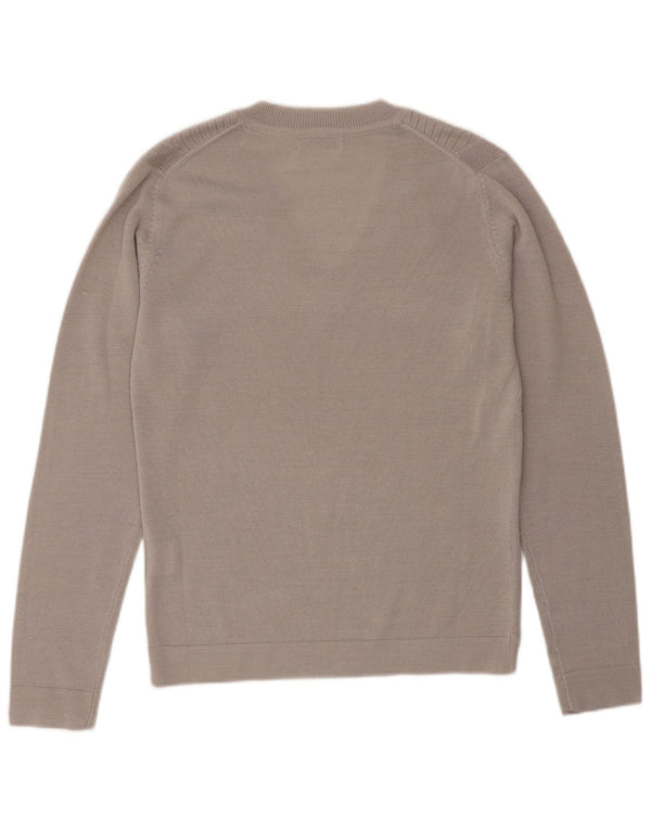 CALVIN KLEIN Maglione da donna con scollo a V da golf UK 10 Small Beige Lana