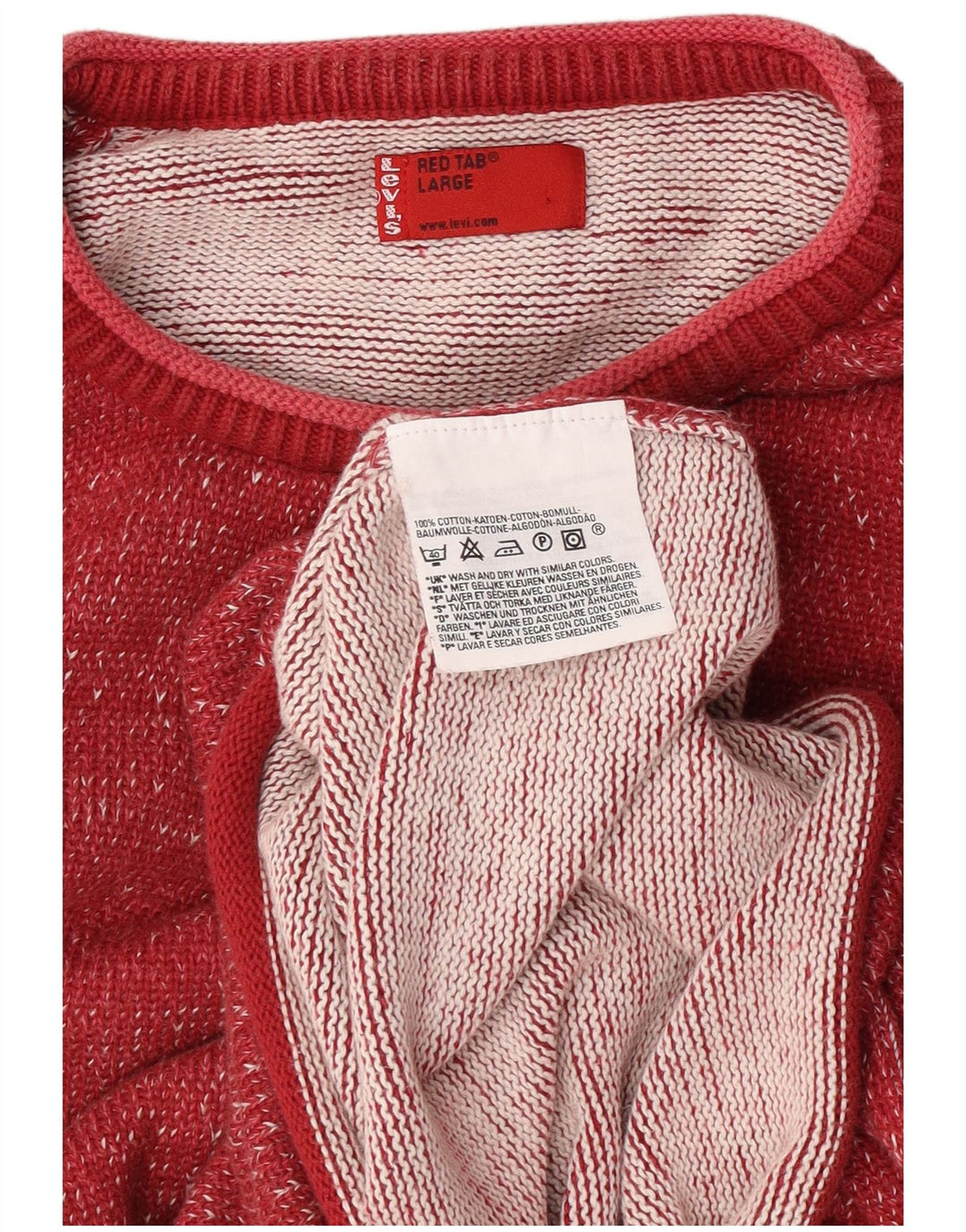 Levi's Uomo Maglione Girocollo Maglione Grande Cotone Macchiato Rosso