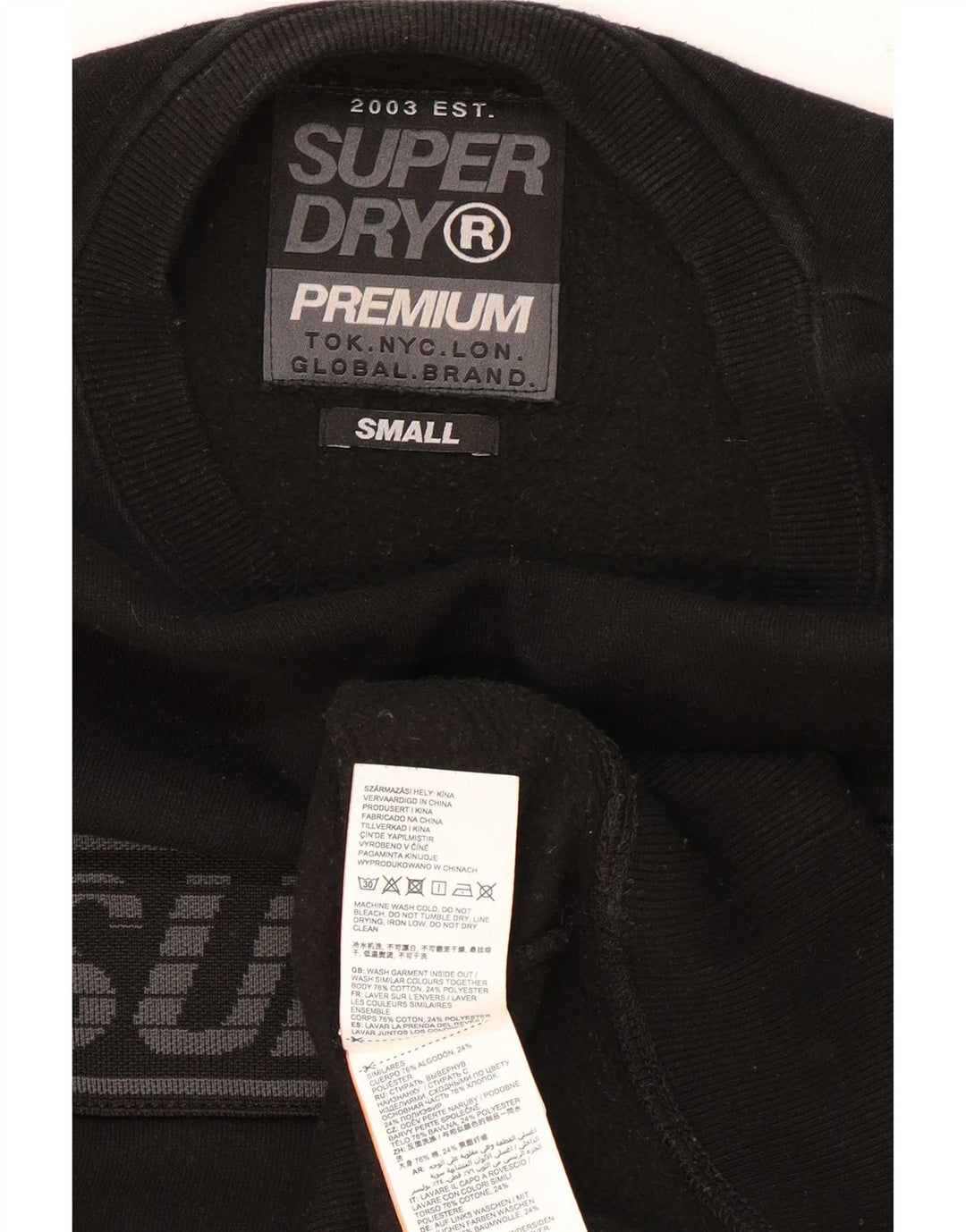 Felpa grafica da uomo Superdry Maglione piccolo cotone nero