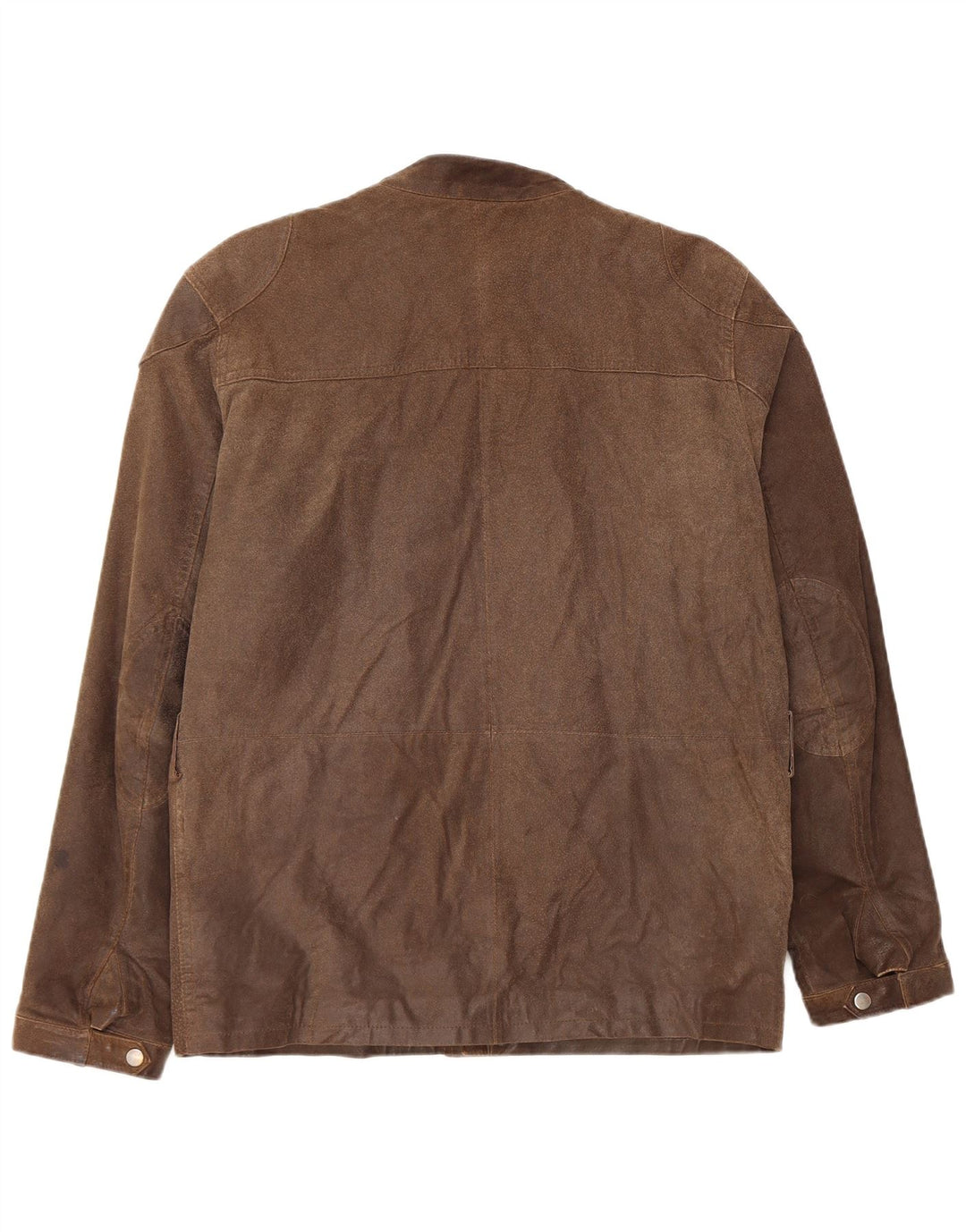 Giacca utilitaria in pelle da motociclista vintage da uomo UK 38 Marrone medio