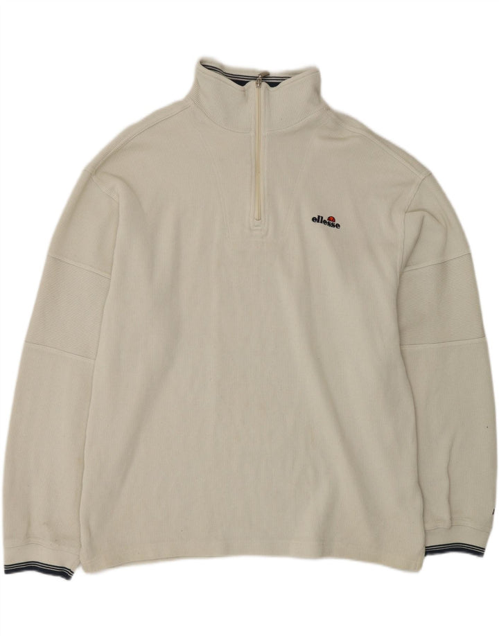 ELLESSE Felpa da uomo con zip e collo maglione XL in cotone grigio