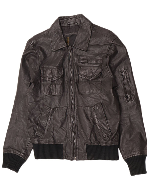 Giacca in pelle da uomo Jack & Jones UK 36 piccola nera
